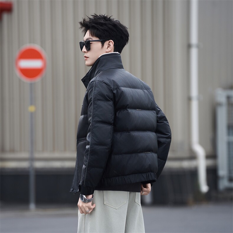 7158-M-4XL-P210-标50绒社会小伙男士休闲毛领可拆卸皮质羽绒服,男装羽绒服,电商B255