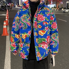 MY203炸街喜庆年货花花姑娘棉袄棉服潮男装大码胖高个棉服外套，男装棉衣，星座115A(原星座507）