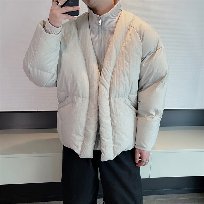 冬季高级感美式假两件立领保暖棉服男复古拼接短款棉衣潮M138P165,男装棉衣,电商B267