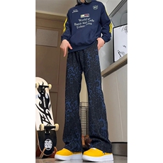 美式ins高街hiphop小众豹纹牛仔裤货号K2462特P48，男装牛仔裤，电商A063