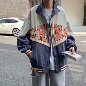拼色棒球服外套男春秋季潮牌ins休闲上衣 J7218 P40图片