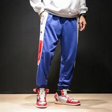 秋装中国风宽松嘻哈滑板潮男休闲卫裤撞色拼接哈伦九分裤K277/P65，男装休闲裤，星座608A