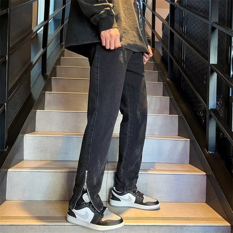牛仔裤男秋季潮大码休闲裤子高街N750P48,男装牛仔裤,星座1116-2