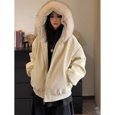 (网图)毛领座山雕绒毛连帽棉服加厚情侣外套上衣313B-PM09-P100，男装棉衣，星座313B