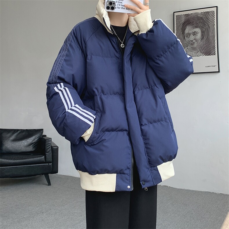 8XL-M三道杠韩系拼接立领加厚棉服三条杠棉衣面包服外套MY1706P98,男装棉衣,电商D206-1