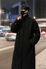 男士加厚冬装呢大衣韩版潮流长款过膝毛呢大衣外套男潮YF901-P128，男装毛呢大衣，电商B295