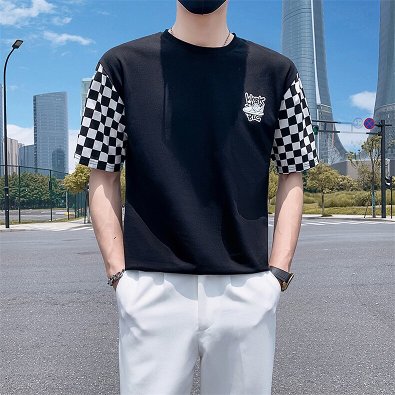 白色2022精神小伙修身男士潮流短袖T恤社会t6612-P45控68,男装T恤,电商A108