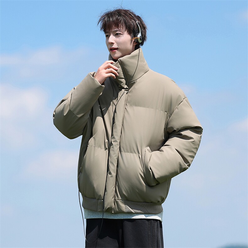现货5W件冬季三防重磅硬挺boxy短款羽绒立领PU皮棉衣外套加厚棉服,男装棉衣,电商A486