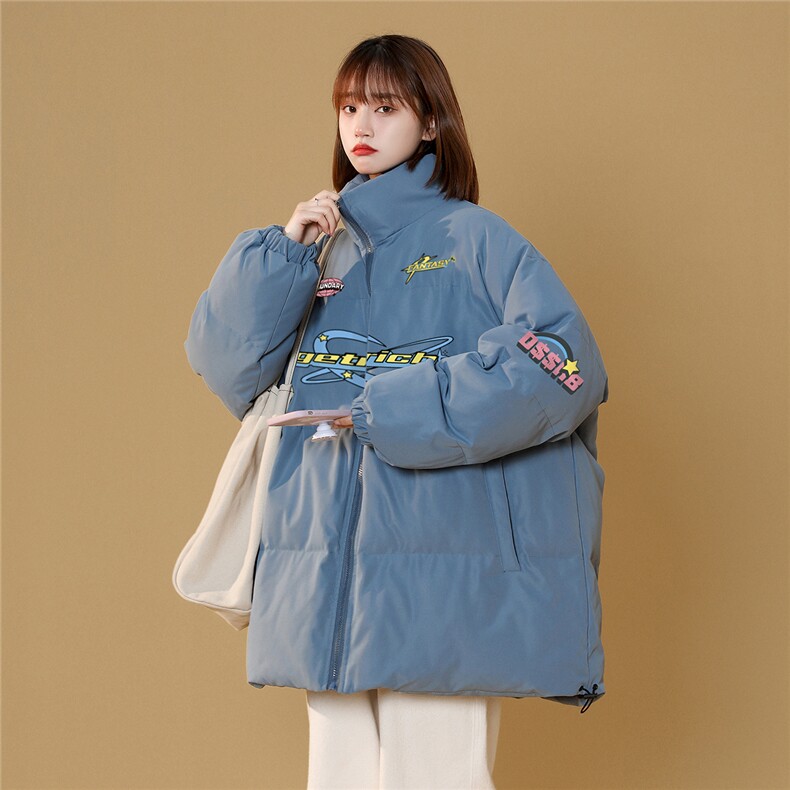 中性风22冬季设计感时尚潮流印花保暖厚款立领棉衣MY7024P85控118,男装棉衣,A247A