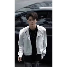 网图有货美式白色垫肩短款夹克外套男J07-P70，男装夹克，星座1505
