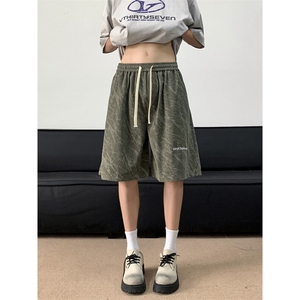 刺绣短裤男士夏季2026新款宽松休闲裤子潮牌外穿美式男生5五分裤图片