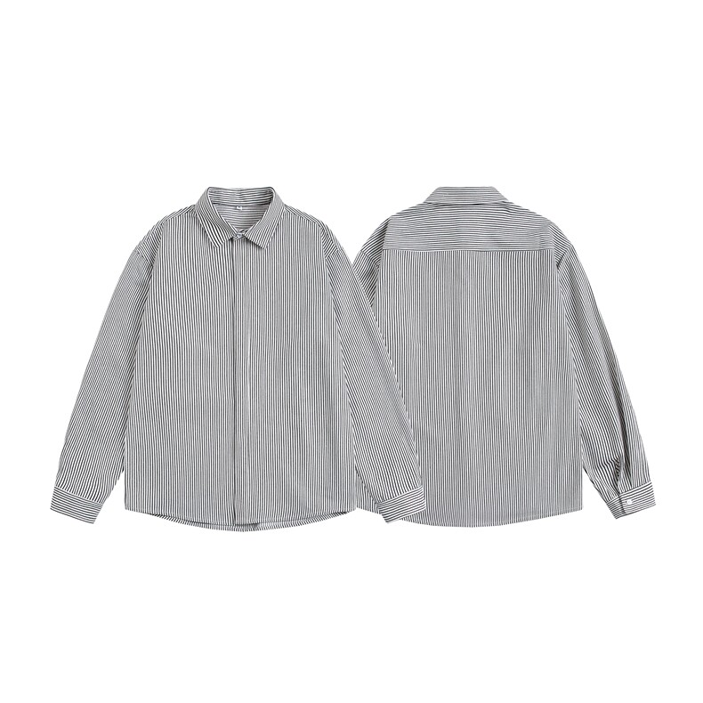 美式ins高街暗黑宽松条纹长袖衬衫SY2540-S-3XL-特P35,男装衬衫,星座417-1（原电商B245）