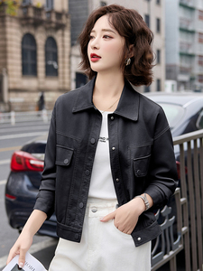 短款皮衣外套女春秋2025新款小个子酷飒气质休闲洋气PU皮夹克上衣图片