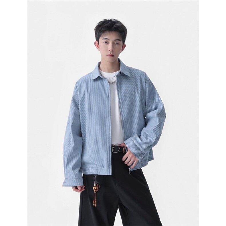 档口图欧若风松弛极简蓝白条纹翻领外套JK401-P70,女装短外套,星座1213