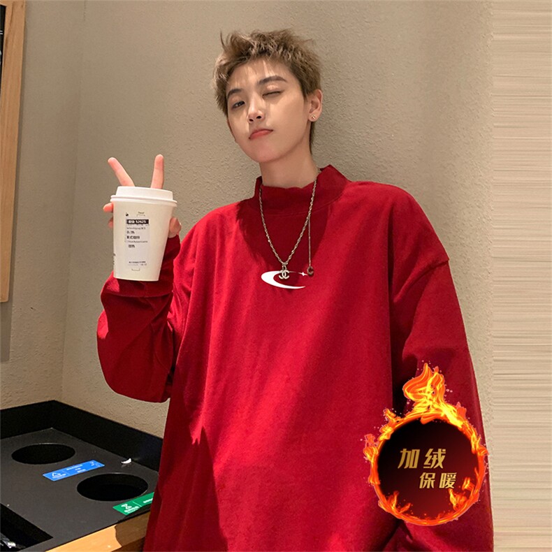 280克保暖针织衫德绒美式纯色加绒加厚长袖卫衣打底T恤DR15特P28,男装针织衫/毛衣,电商A486