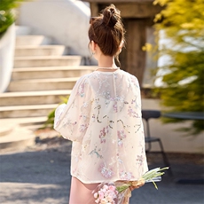 重工珠片钉珠刺绣薄款外套女2025夏季新款时尚宽松国风防晒衣开衫，女装短外套，韩宇舍