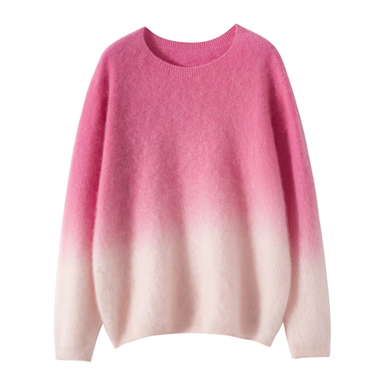 2025春秋新款羊绒衫女100山羊绒加厚拉绒针织衫时尚拼色套头上衣，女装羊绒衫，戎叶云台