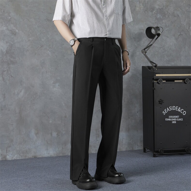 时尚潮流ins设计感开叉西装裤子男休闲阔腿裤新款原宿日系K22,男装西服套装,星座1116A-2（原606A-1）