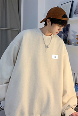 春季新款宽松休闲上衣华夫格笑脸小标圆领卫衣JK23342特批24控39，男装卫衣，星座605(原A050)