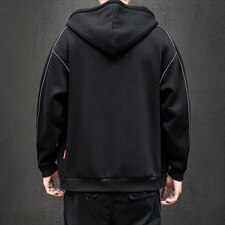 2021秋季新日系黑墙大码男反光连帽开衫卫衣外套夹克J6026-P65，男装夹克，电商A001