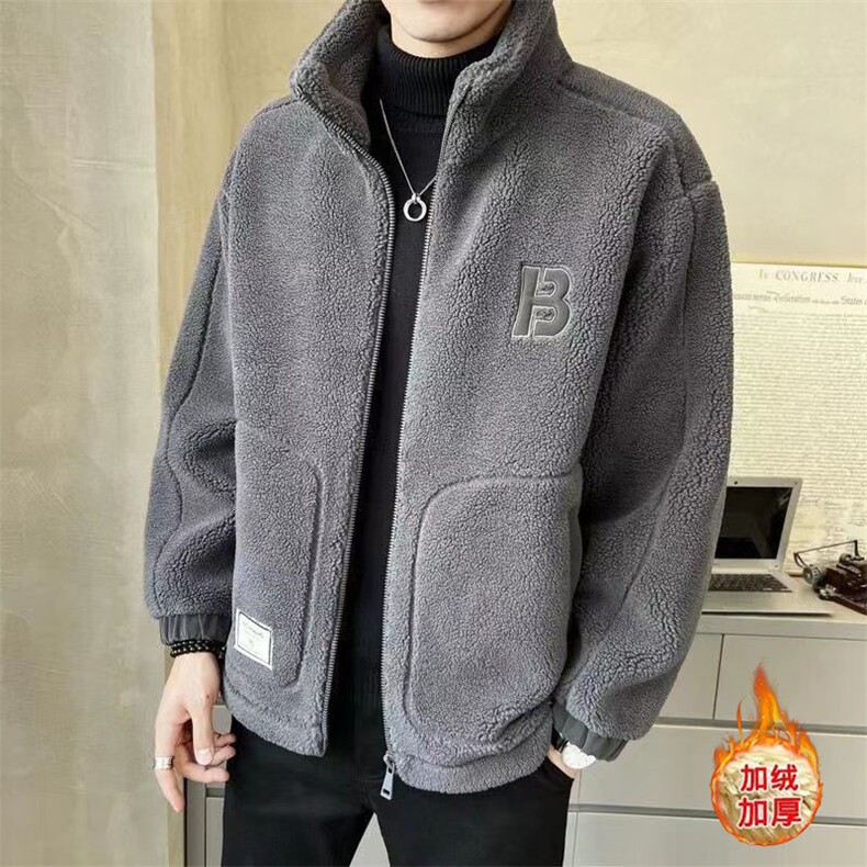 欧洲站羊羔毛外套男秋冬季2024新款棉服男装颗粒绒棉衣加厚潮牌,男装棉衣,星座1511