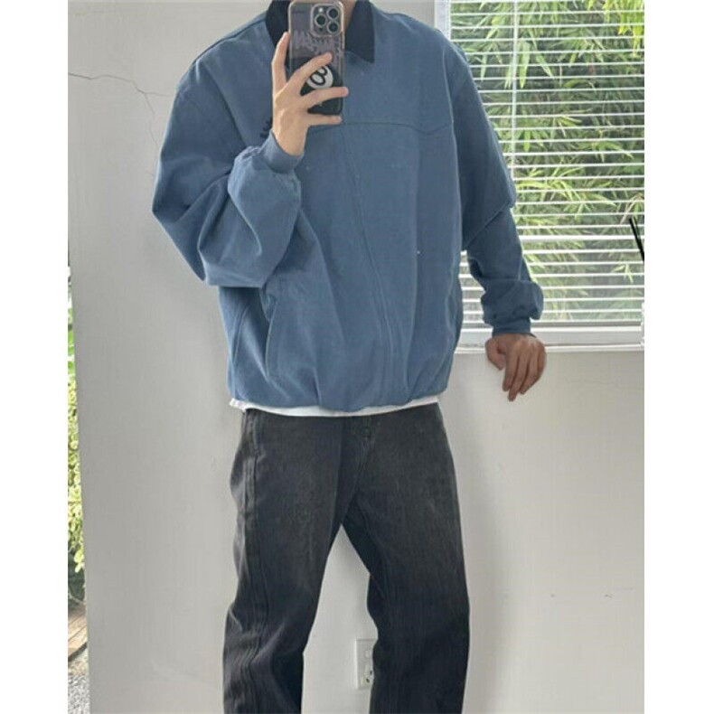 洗水新春季拼接翻领飞行服外套男女复古宽松高街百搭夹克 J3557图片