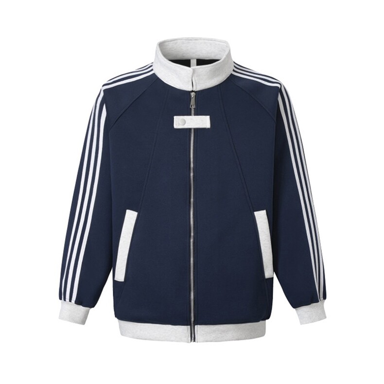 抖音得物品质秋冬美式高街重磅结构拼接织带翻领卫衣夹克外套W113,男装夹克,电商A486-1