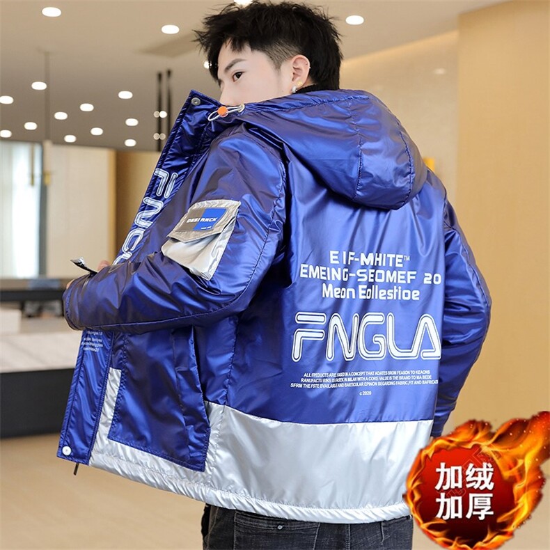 冬季亮片羽棉服男模特加厚夹克保暖外套工装棉衣灰869加绒,男装夹克,星座1207