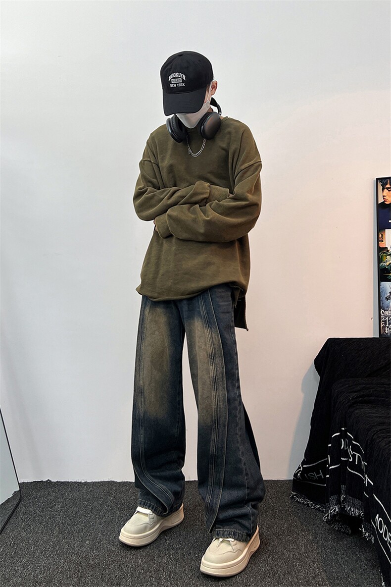 B221美式ins高街暗黑小众宽松牛仔裤LK23134-P65控88,男装牛仔裤,电商B221