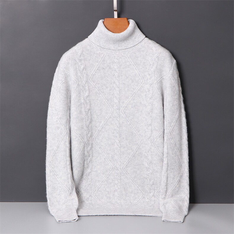 2025年秋季新款百搭男士菱形高翻领长袖羊毛衫，男装羊毛衫，迅太羊绒