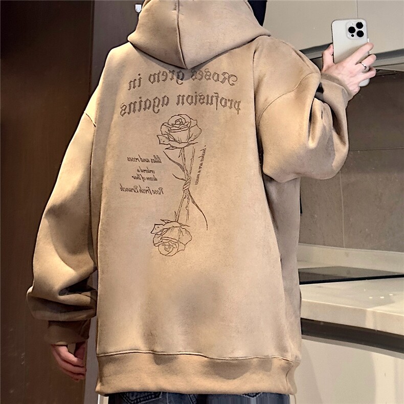 大码450G重磅奥利绒加厚烧花麂皮绒连帽卫衣P65控88常规P58控78,男装卫衣,电商A422-1