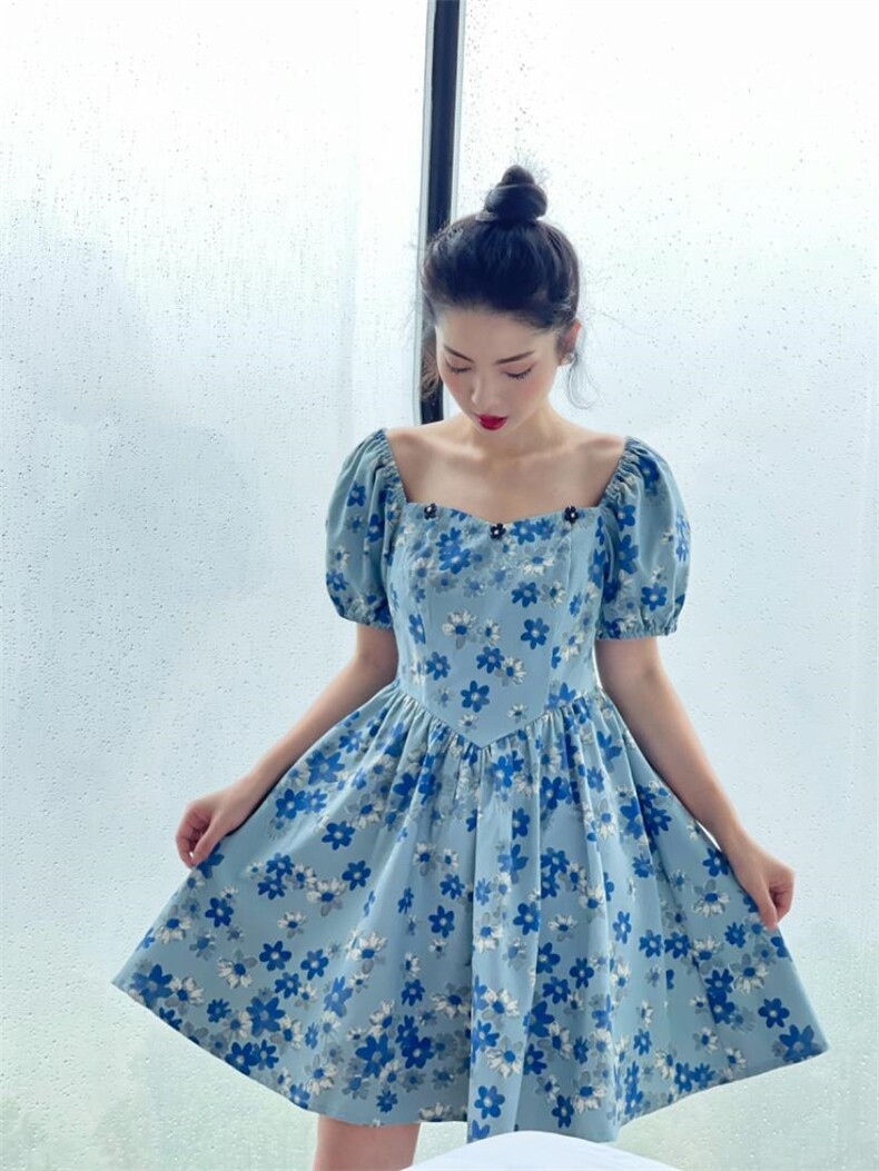 【现货】牛仔印花连衣裙,女装连衣裙,欧尼蒂
