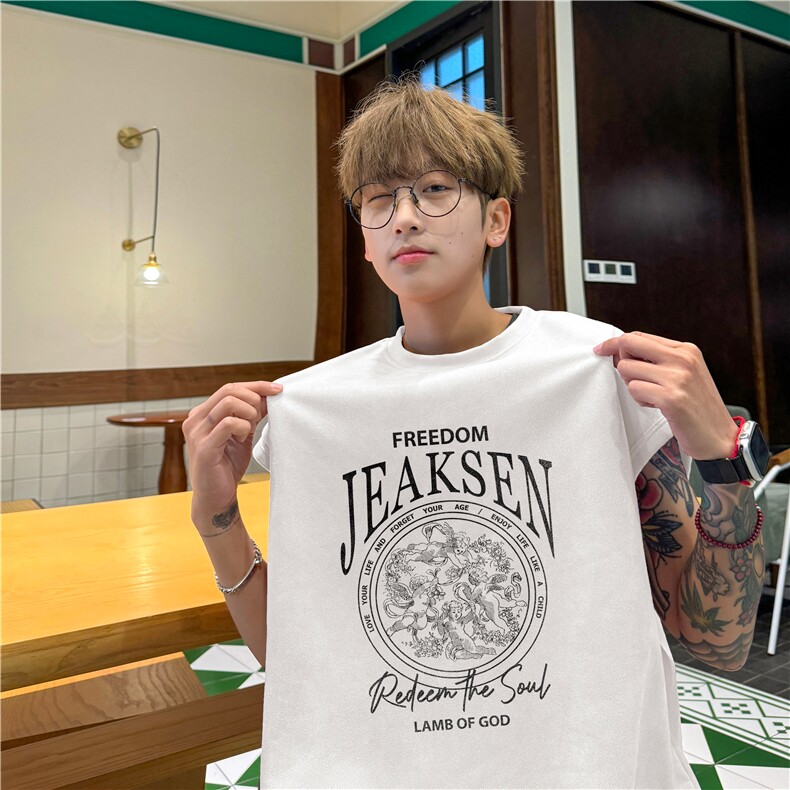 抖音得物高街美式字母潮流印花坎背心肩短袖BXJP272-特批19控38,男装背心/马甲,星座605(原A050)