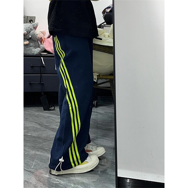 美式复古高腰三条杠运动裤潮牌复古条纹撞色休闲裤 KZ09 特P45图片
