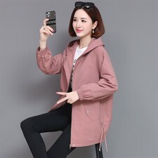 风衣女2024年新款韩版宽松中年妈妈休闲上衣小个子中长款春秋外套，女装风衣，姿萝菲