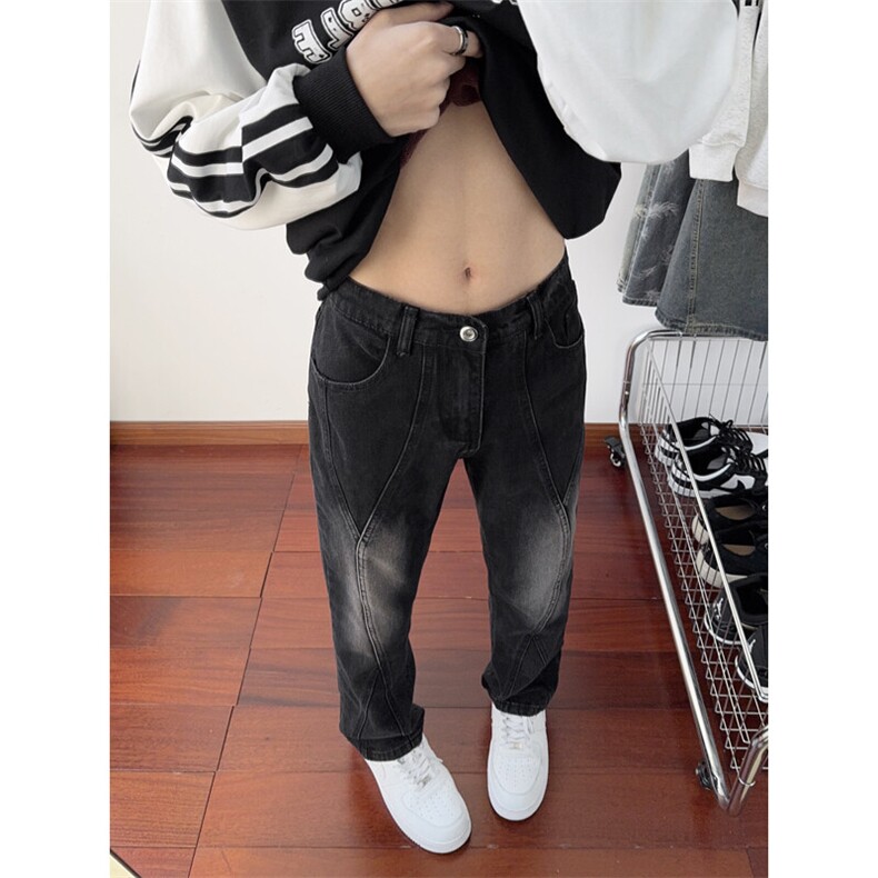 B221美式ins高街暗黑小众拼接修身牛仔裤LK24157-P60控78,男装牛仔裤,电商B221
