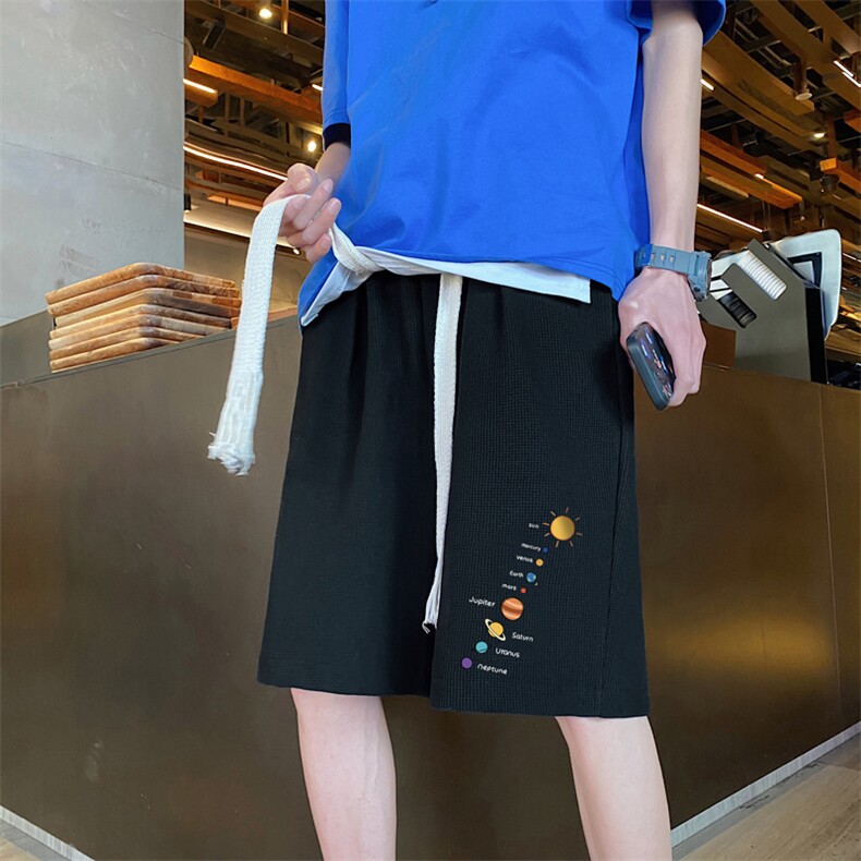 ！港风华夫格休闲裤子男卫裤男短裤男沙滩裤衩HFD21-P25图片