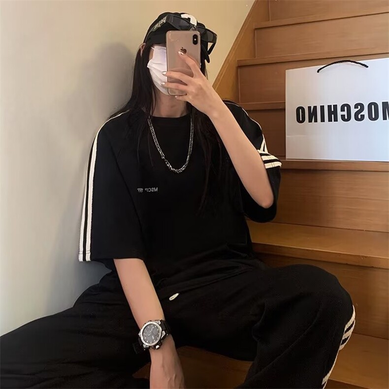 港风男美式大版宽松落肩短袖T恤T01-P30,男装T恤,星座308B-2