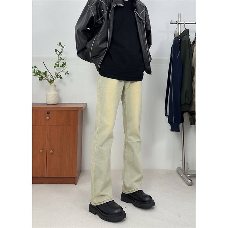 黄泥直筒牛仔裤男2025春秋新款潮牌高街修身裤子宽松痞帅休闲长裤,男装牛仔裤,电商A063