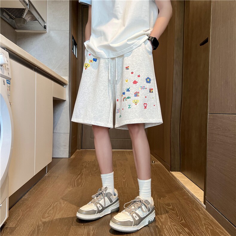 抖音品质夏季新款宽松休闲卡通印花短裤B315-K25518-特p30控58,男装牛仔裤,电商B315
