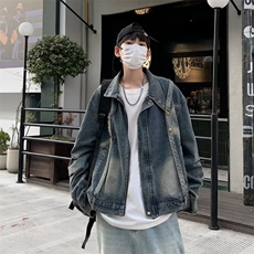 A870P75牛仔外套男春秋季设计感痞帅高街潮牌hiphop工装牛仔夹克，男装夹克，星座512-6