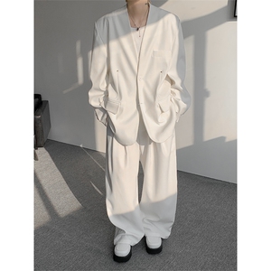 韩版休闲西装套装外套高级痞帅宽松韩版西服外套西裤整套搭配P140图片