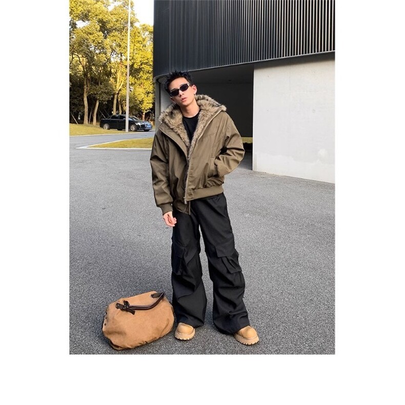 座山雕解构棉衣冬季加厚保暖毛领夹棉棉服外套-MY6026-P105,男装棉衣,星座1001-1