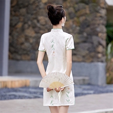 现货2024改良旗袍连衣裙年轻款女夏季新中式高级感禅意碎花裙，女装连衣裙，韩然一族