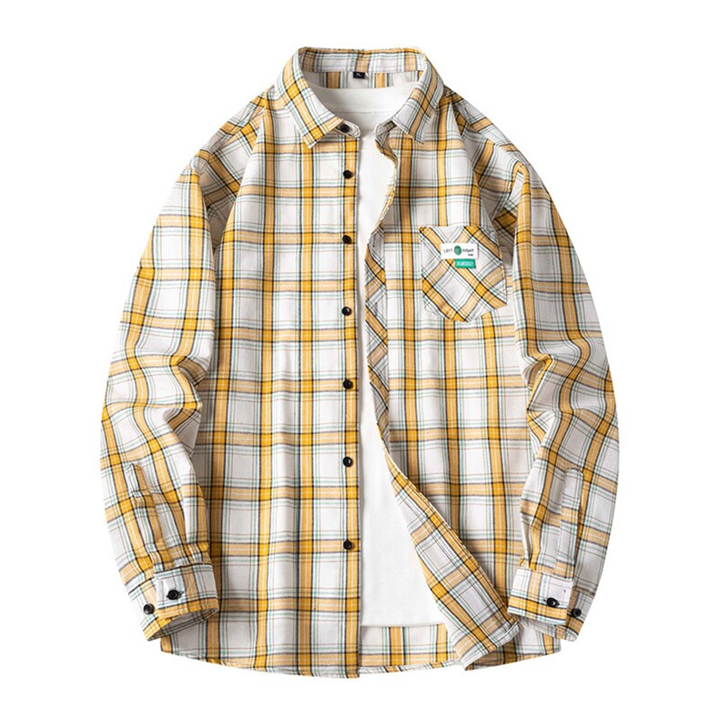 25年春季格纹衬衫长袖大码宽松落肩现货DS-C323-1-2330-特批30，男装衬衫，电商C323-1