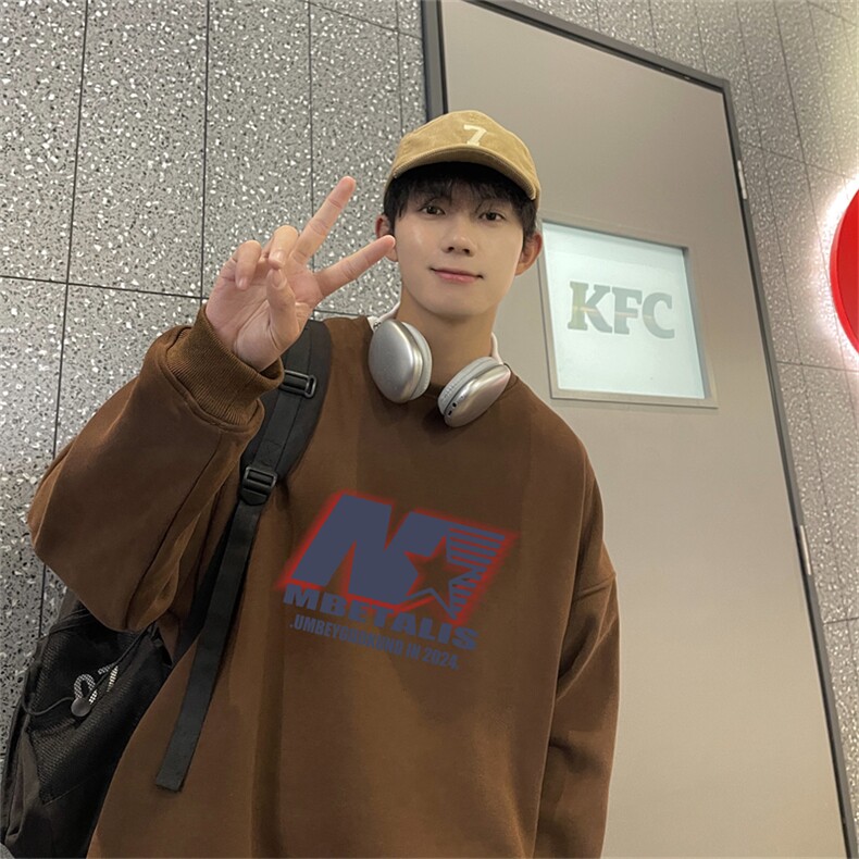 特P25控48秋冬新款男士圆领卫衣宽松休闲日常百搭上衣WQ2465,男装卫衣,电商B370