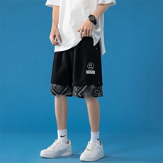2025年夏季新款大码短裤刺绣笑脸假两件五分裤M-5XL-DK2203-P45，男装牛仔裤，星座417-1（原电商B245）