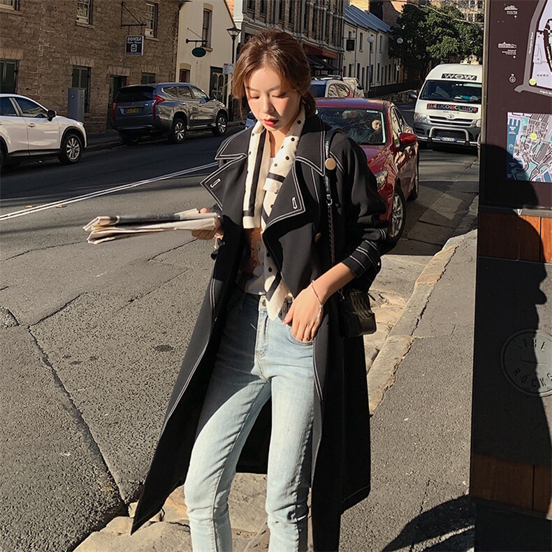 高点击新款中长款风衣,女装风衣,拾菱