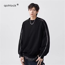 1506/QW3580/P45铆钉重磅明线卫衣男春季设计感痞帅宽松大码上衣，男装卫衣，星座1506