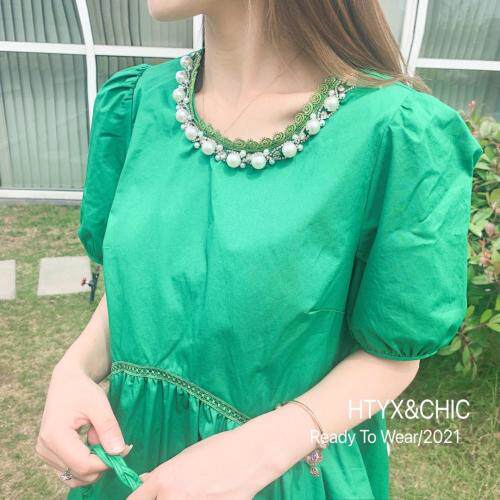 排单，珍珠项链素色娃娃裙，女装，HTYX(6F)